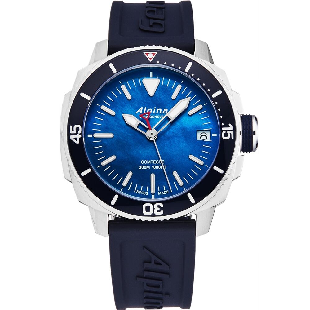 NIB Alpina AL240MPN2VC6 Comtesse Diver Watch Stainless Steel Blue Silver $1,095